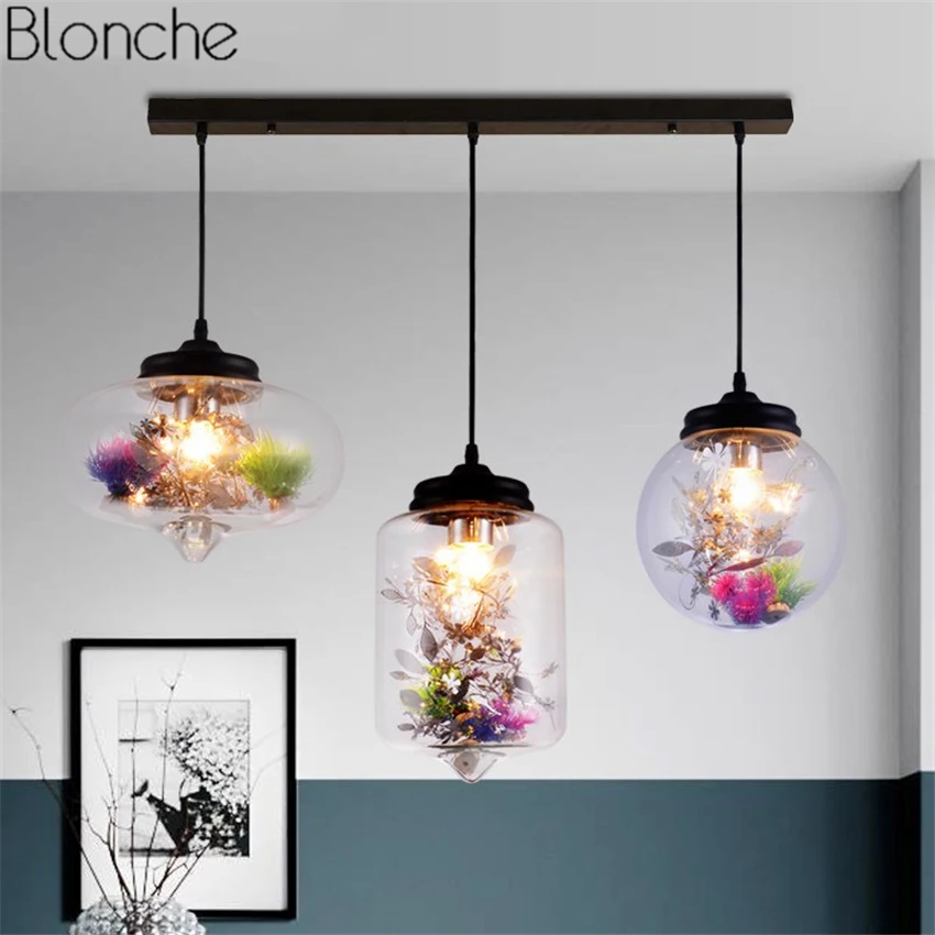  Modern Glass Pendant Lights Led Flowers Hanging Lamp for Bedroom Bar Home Kitchen Industrial Decor  - 32985166881
