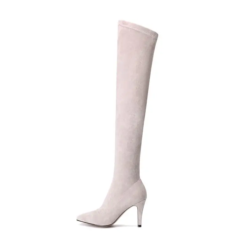 D'hiver Sur Chaussures Haut Vente Mince Chaude Qualité Genou Femmes Bottes grey Mode 2018 Talons Sexy Le Automne Smeeroon Cuissardes Noir RzwfxS8qWT