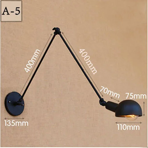Ретро винтажный промышленный стиль лофт креативный минималистичный настенная лампа с длинным кронштейном регулируемая ручка металлический деревенский Светильник Бра Светильники - Цвет абажура: a5