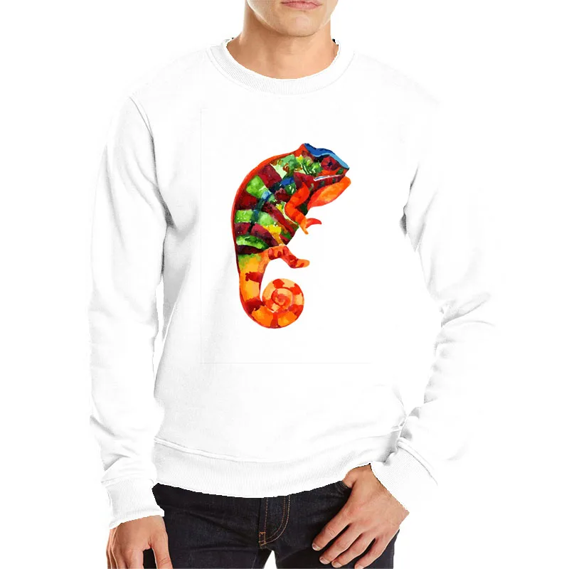 

Gouache chameleon hoodies personality design art sweatshirt funny animal streetwear casual clothes breathable cotton tops