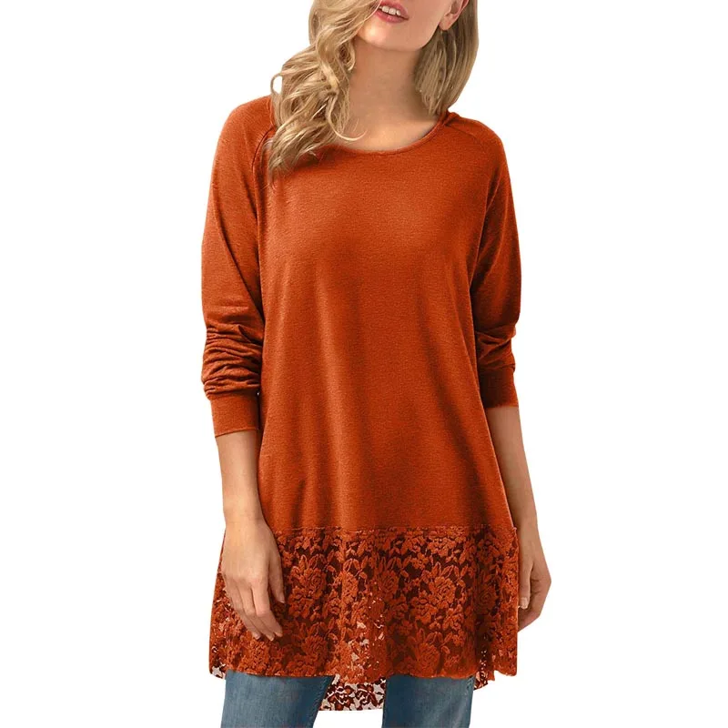 Fashion ZANZEA Women Hoodies Long Sleeve Lace Crochet Patchwork Solid Long Pullover Loose Work Shirt Hooded Blouse Plus Size