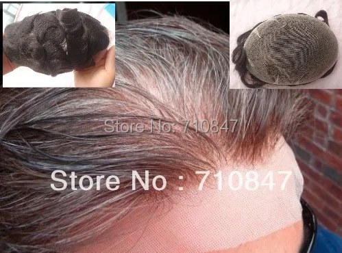 Французский кружевной парик человеческих волос для мужчин 2,5 см волна, системы замещения волос, мужской накладки из искусственных волос, украшение для волос