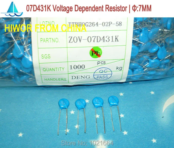 (100pcs/lot) Varistor 07D431K Voltage Dependent Resistors VDR VSR Diameter:7mm 430V Resistor | Электронные компоненты и