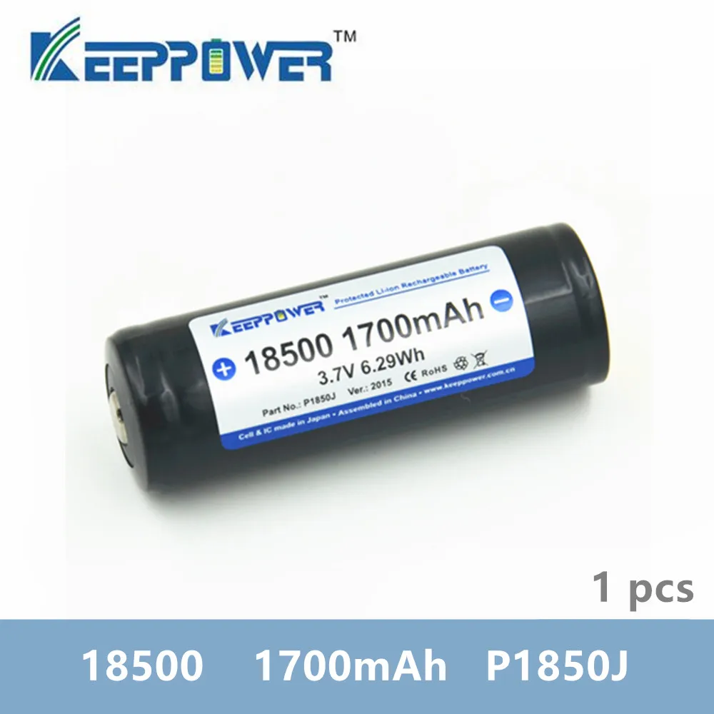 1 шт. KeepPower 18500 1700mAh батареи защищенные 3 7 V литий-ионная аккумуляторная батарея P1850J
