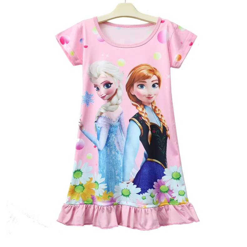 Disney халат принцессы Летняя женская пижама Детские ночные рубашки для девочек с изображением Эльзы из мультфильма «Холодное сердце» Детское платье одежда для дома, ночная рубашка, пижамы, Топ - Цвет: 2