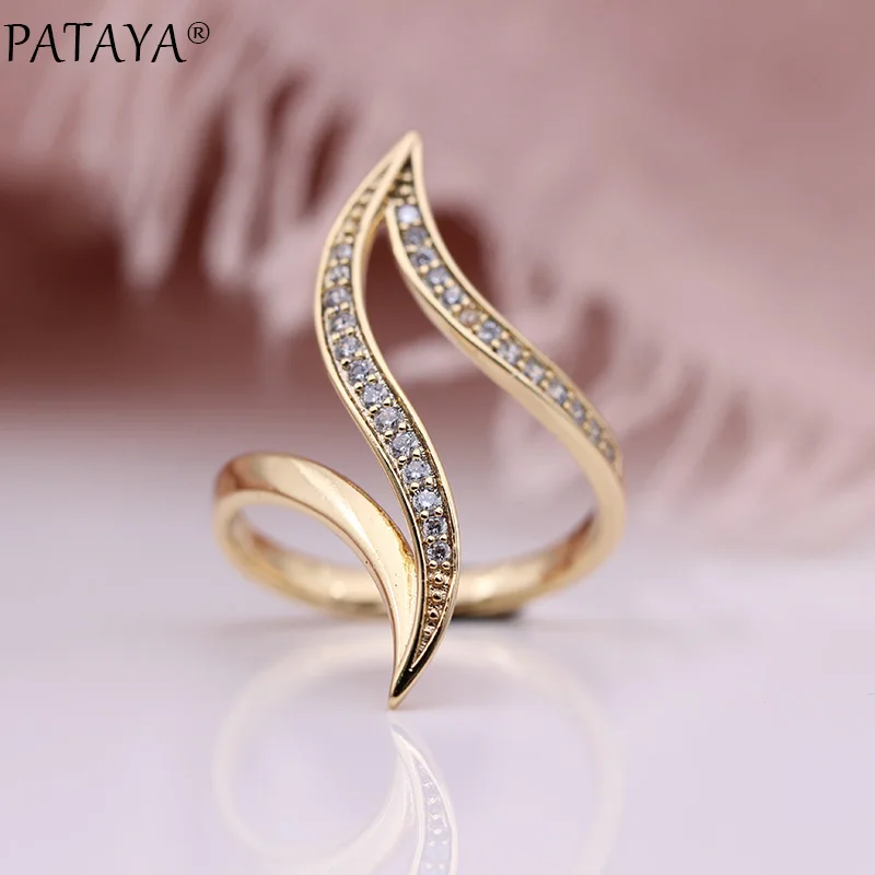 Curve Women Rings White Round Micro Wax Inlay Natural Zircon 585 Rose Gold Fashion Jewelry Unique Ring - Image 2