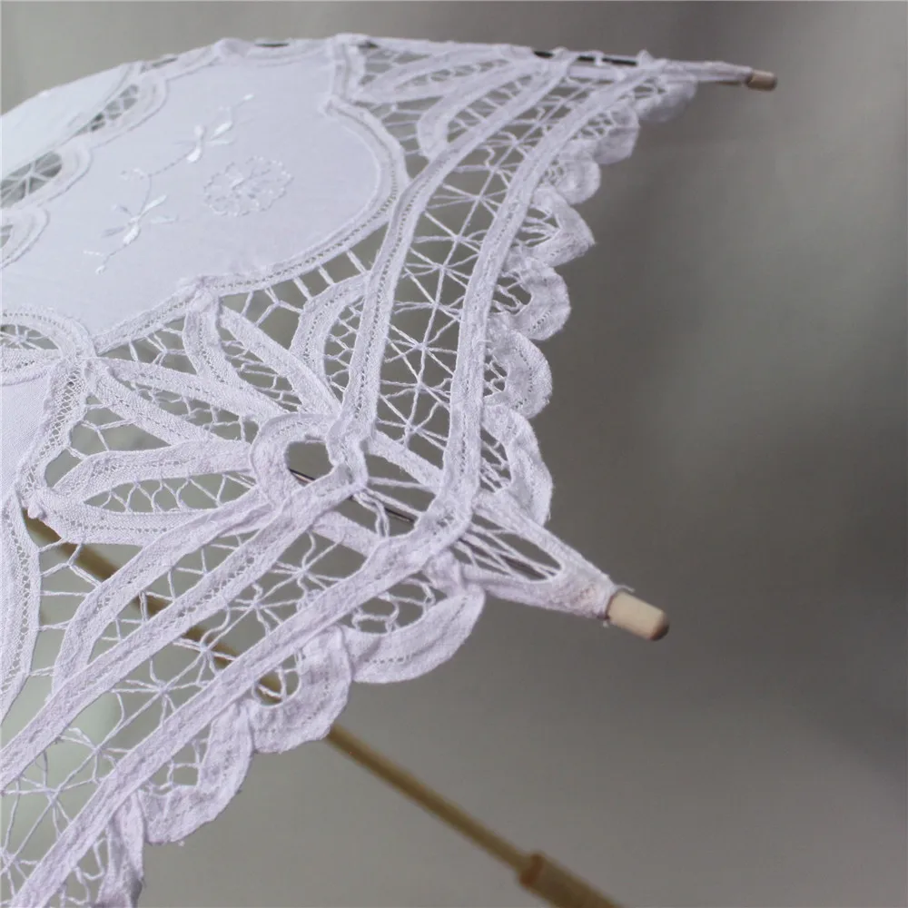 YO CHO Wedding Decoration Samll Vintage White Battenburg Lace Parasol Wedding Bride Umbrella