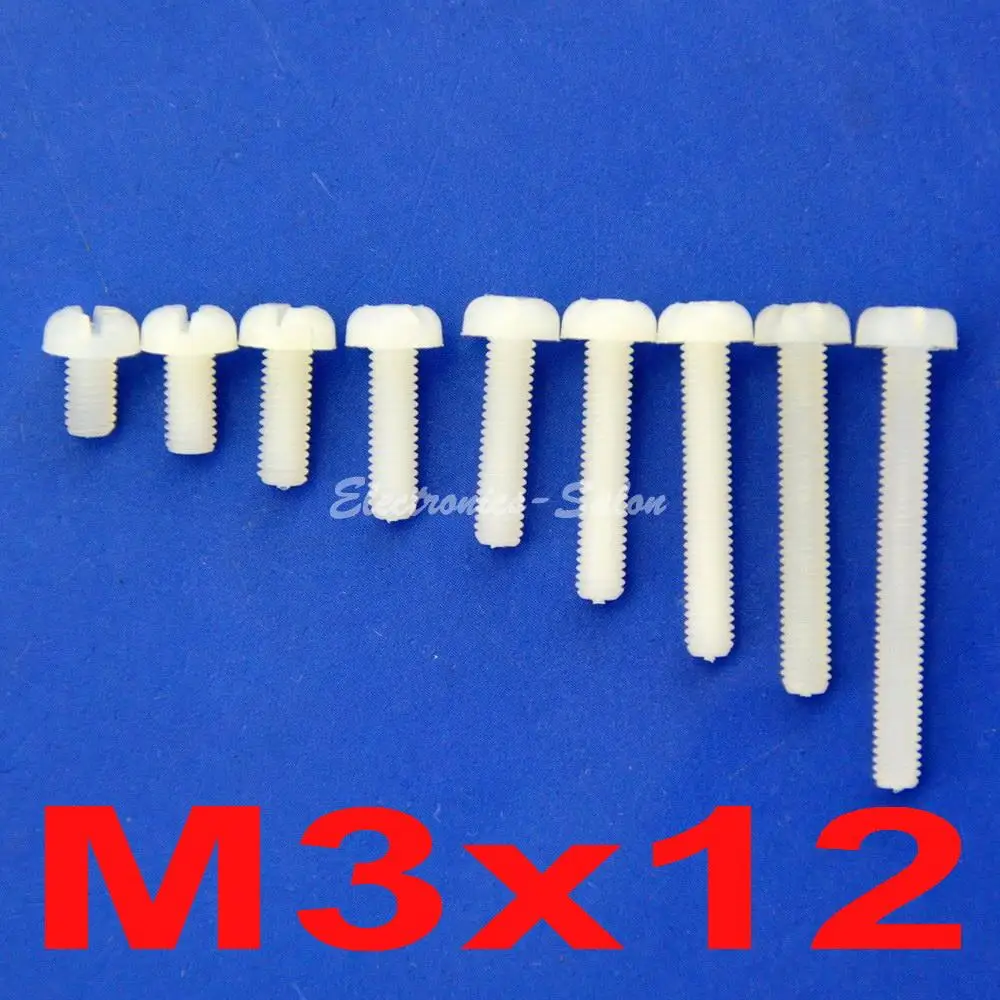 (10 pcs/lot ) Metric M3 x 12mm Nylon Phillips/Slot Pan-Header Screw.