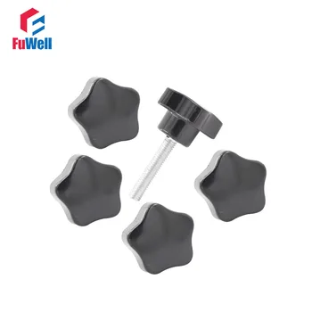 

5pcs M6 Thread 25mm Head Dia. Star Knob Handles 10/15/20/25/30/35/40/45/50/60/70mm Thread Length Star Shaped Clamping Knob