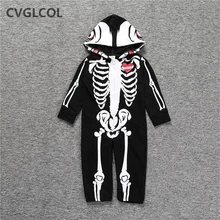 CVGLCOL Boys Halloween Costume Children Child Lengthy Sleeve Rompers,New child Child boy garments,Infantil Humorous Skeleton Printed Romper