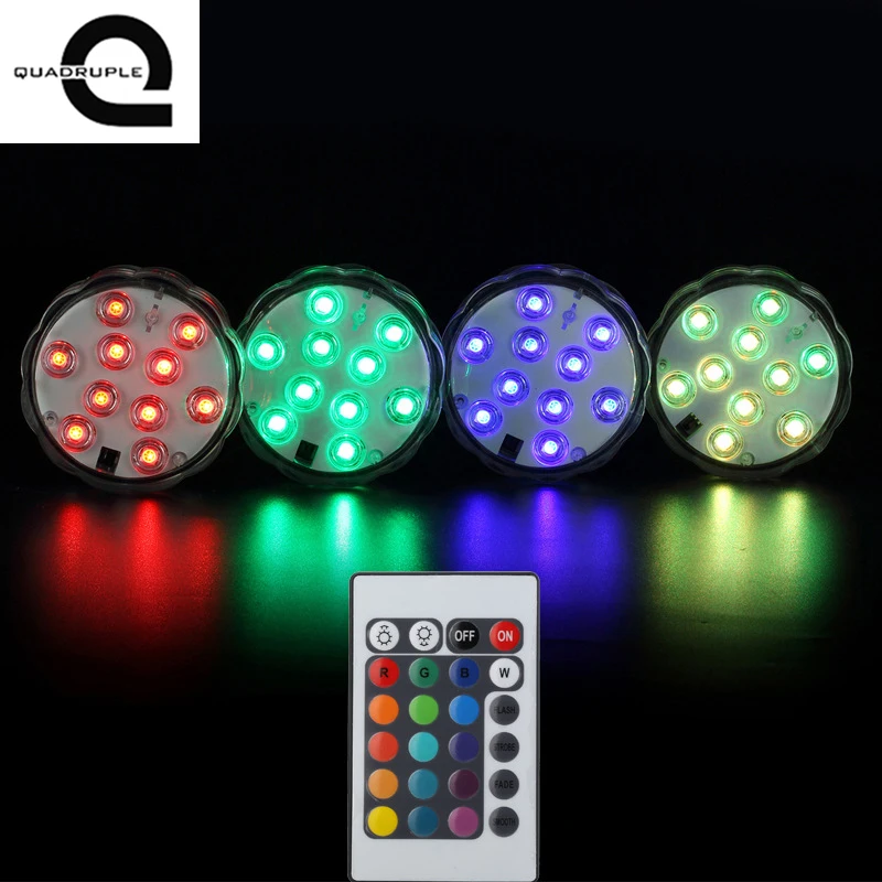 

Underwater Wireless Remote Control Led Multi Color Spotlight 10LED Light Waterproof Night Light for Home Bedroom Decoration