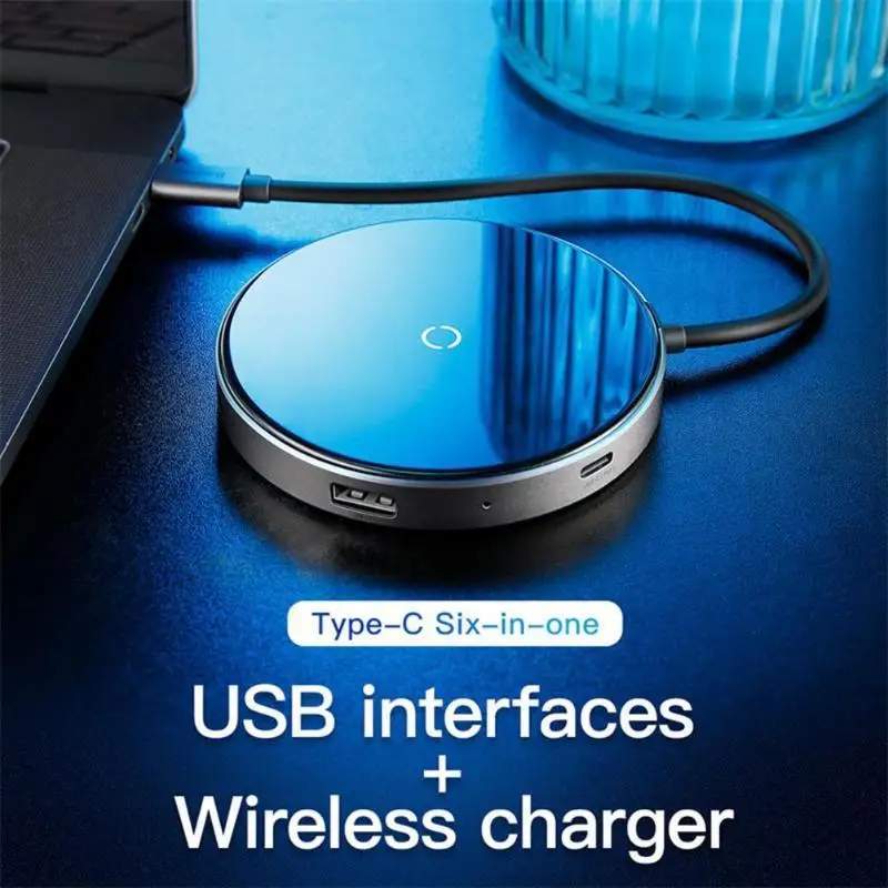 Baseus USB Type C HUB to USB 3.0+ USB2.0 for Macbook Pro HUB Adapter Qi Wireless Charger for iPhone XS Max Computer Accessory