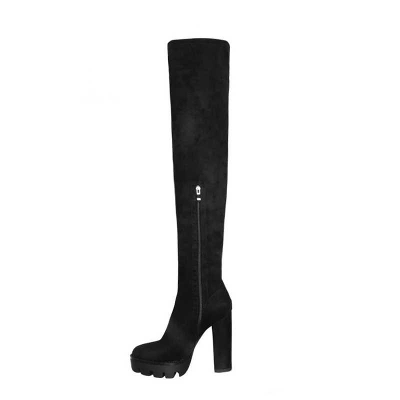 Spring New Flock Leather Women Over The Knee Boots Sexy 12cm High Heels Autumn Woman Shoes Winter Women Boots Size 36-41