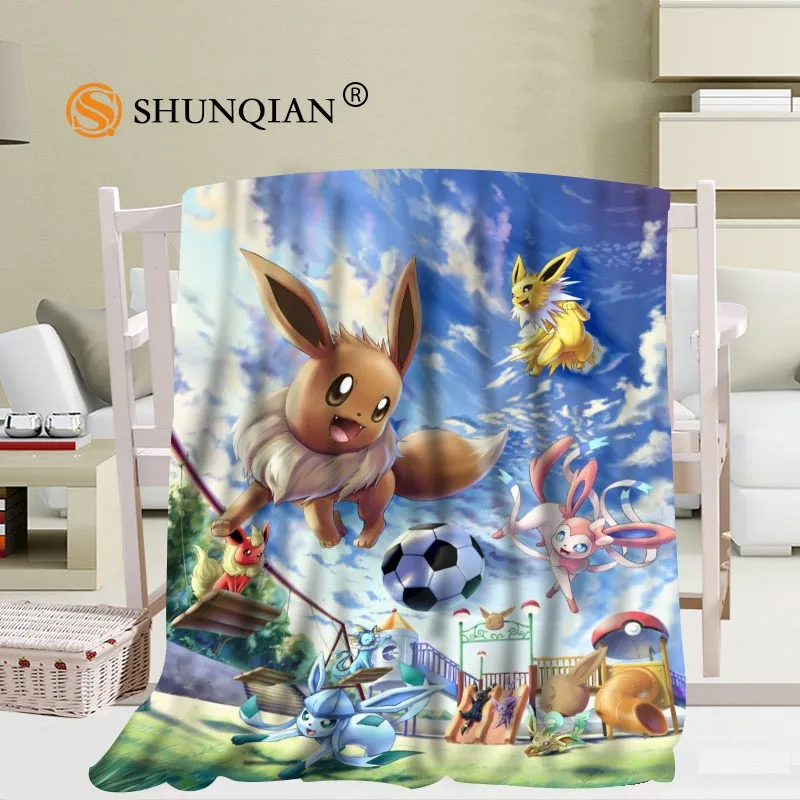 Пользовательские Eevee(Покемон) одеяла из фланелевой ткани 56x80 дюймов 50X60 дюймов 40X50 дюймов диван кровать плед ребенок взрослый теплое одеяло - Цвет: Blanket