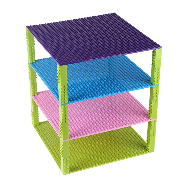 

DIY 4 Floors Baseplates Tower & Shelves Construction Building Bricks Double Side Base plate for Small Bricks 32*32 Dots 10"*10"
