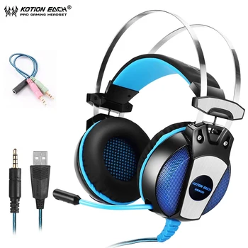 

KOTION EACH GS500 Gaming Headphones For Phone Wired Stereo Bass Headset With Mic LED Light For Computer PS4 PC Laptop Mobile
