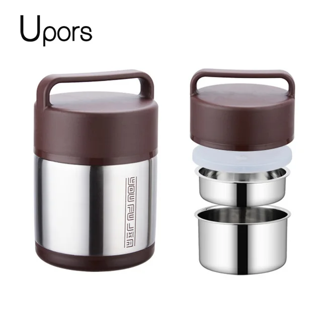 UPORS-termo de acero inoxidable para comida para niños, contenedor de comida de 1.6L al vacío, fiambrera para escuela, fiambrera con compartimentos, libre de BPA UPORS-termo de acero inoxidable para comida para niños, contenedor de comida de 1.6L al vacío, fiambrera para escuela, fiambrera con compartimentos, libre de BPA