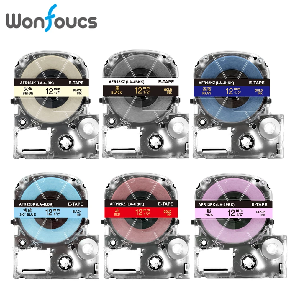 Wonfoucs 12 мм совместимые атласные ленты Epson Kingjim этикетки SFR12RZ LA-4PBK для принтера LabelWorks