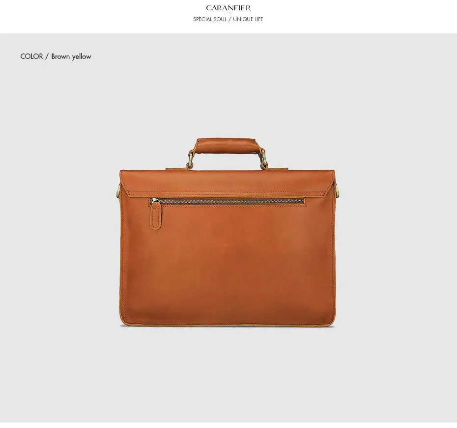 CARANFIER мужской портфель из натуральной яловой кожи мульти-функция деловая сумка для ноутбука плечо мужской офисный вместительная сумка на