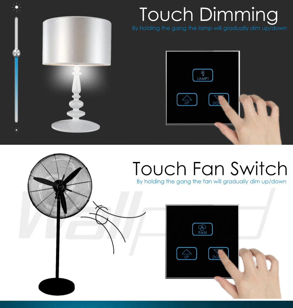 Горячая Wi-Fi Регулирование яркости переключатель Wallpad белый стеклянный светодиодный шлюз приложение беспроводной wifi 3 Банды сенсорный диммер выключатель света