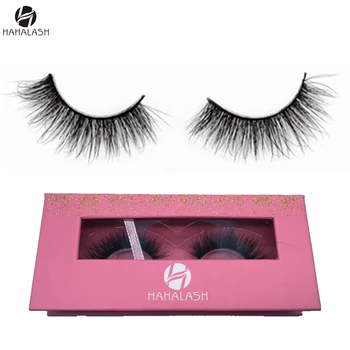 

HaHaLash natural look mink hair 3D eyelashes fashion deign new type gift box 1 pair 2 pcs glue light long hair eyelashes giftbox