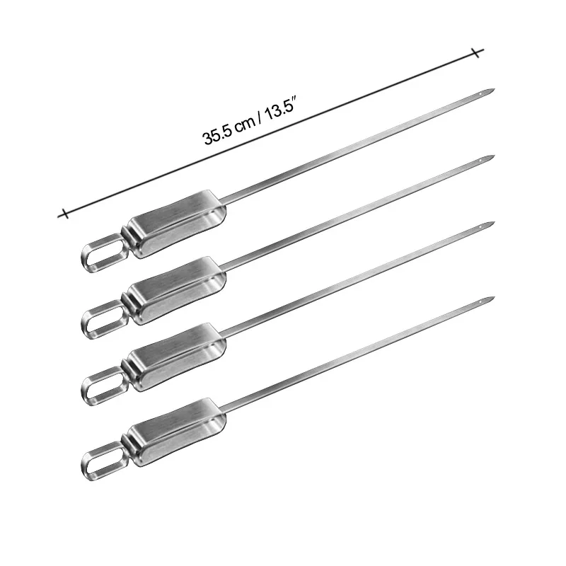 13,7" 4 шт многоразовые шашлычницы из нержавеющей стали шашлыки портативные металлические длинные широкие палочки для барбекю аксессуары для пикника