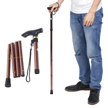 

Collapsible Telescopic T-handle Walking Sticks Trekking Hiking Poles Aluminum Folding Cane Crutch Anti Shock Slip Rubber Canes F