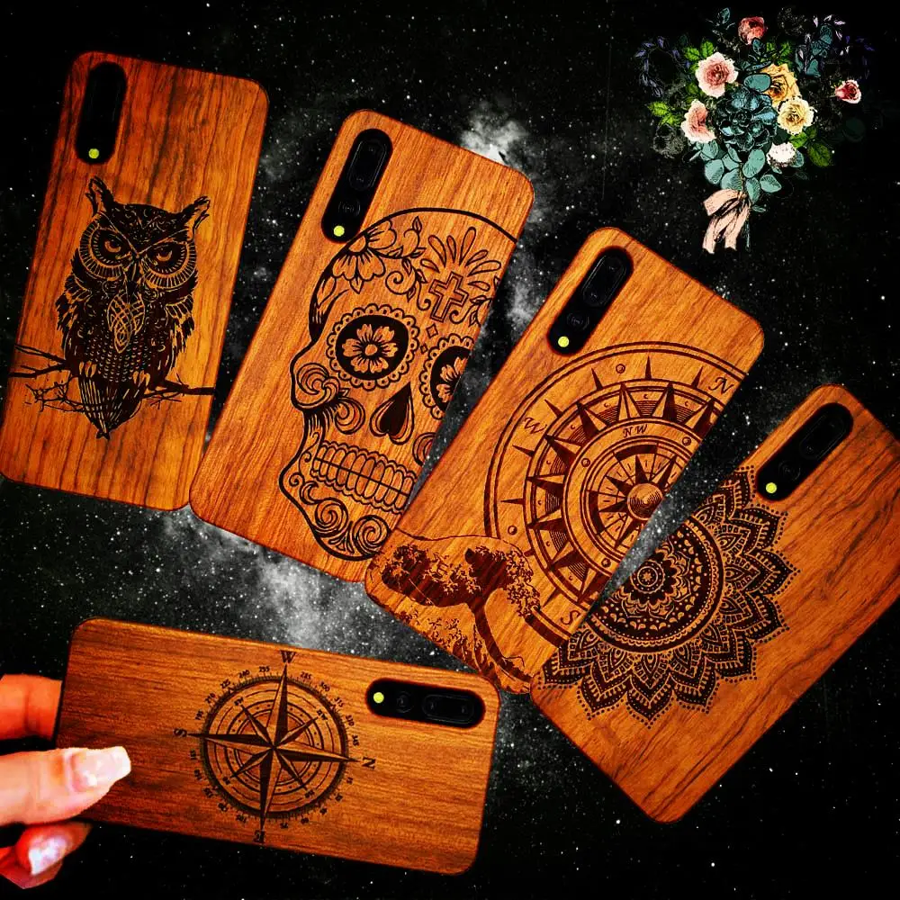 Чехол для телефона Rejaski Sculpture Wood Huawei P20 Pro Mate 10 Plus Мягкий Деревянный чехол P9