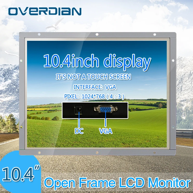 

10/10.4"Industrial Control Lcd Monitor VGA Interface White Open Frame Non-Touch Screen Metal Shell 1024*768 Monitor for Computer