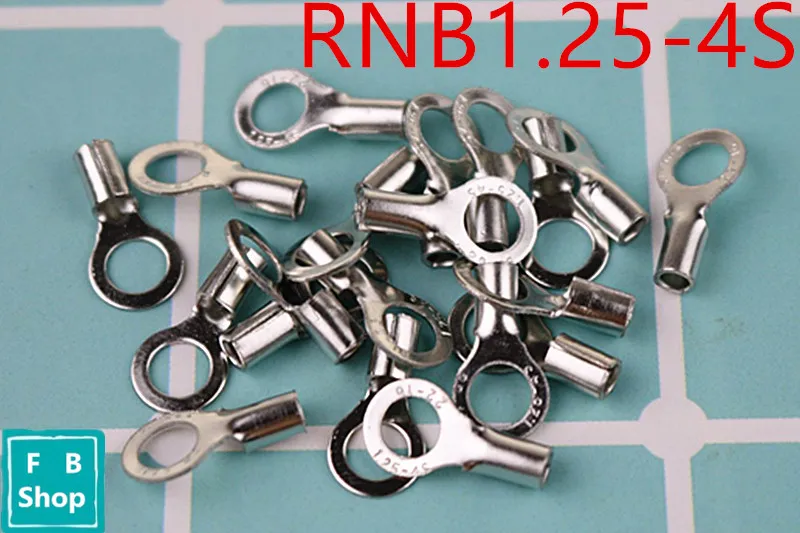 

10PCS RNB1.25-4S 4mm Dia Ring Non Insulated Terminal (Type TO) Cable Lug Round naked head