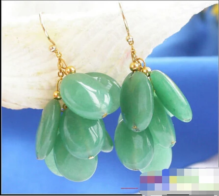 

Free shipping S692 16mm green ellipse lab fine stone grape dangle earring GP style Fine jewe Noble Natural lab fine stone 5.3