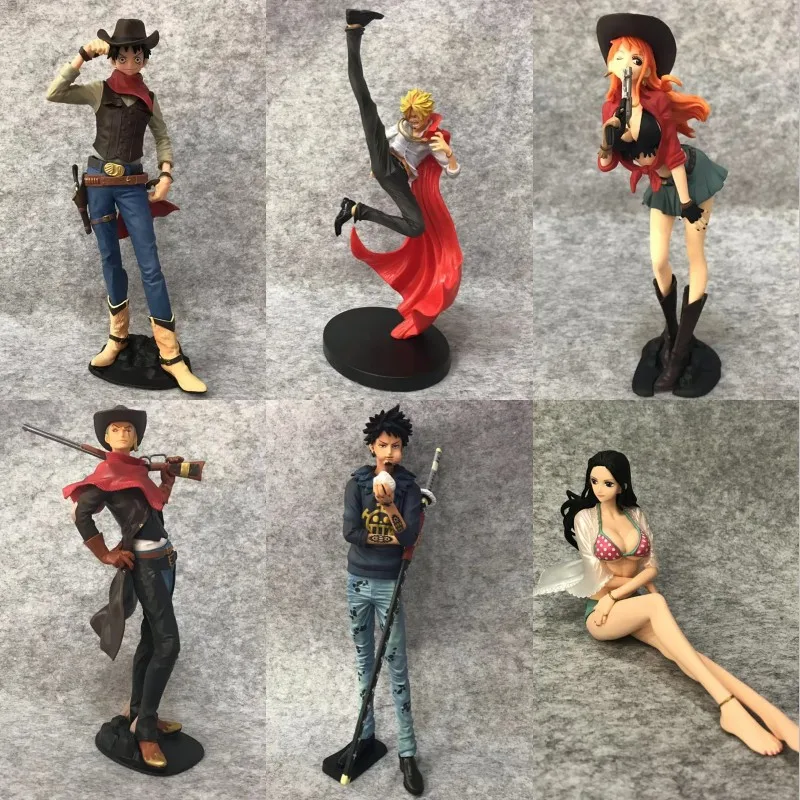 

Anime One Piece Monkey D Luffy Sanji Trafalgar Law Nami Roronoa Zoro Nico Robin PVC Action Figure Collectible Model doll toy