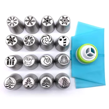 

Wholesale 10 Sets(18 pcs/set) Christmas Russian Nozzles Christmas Snow Tree Icing Piping Nozzles Cake Decorating Baking Tools