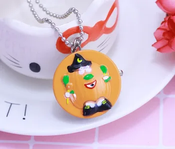 

Halloween fashion children boys girls quartz pocket watches kids cartoon necklace accesories flip pumpkins key chains clock