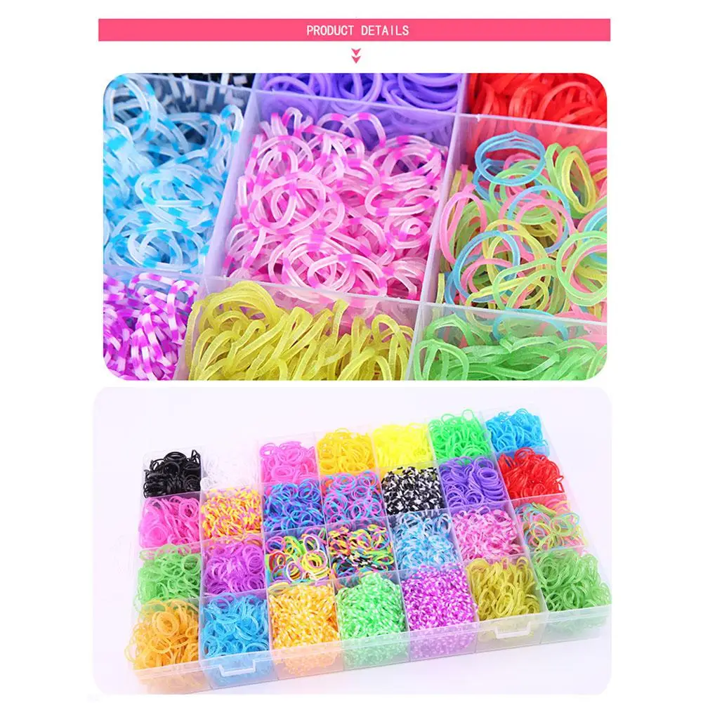 

Creative DIY Toy Rainbow Rubber Band Twisting Loom Set Rubber Weaving Machine Band 28 Set Friendship Bracelet Children's Making