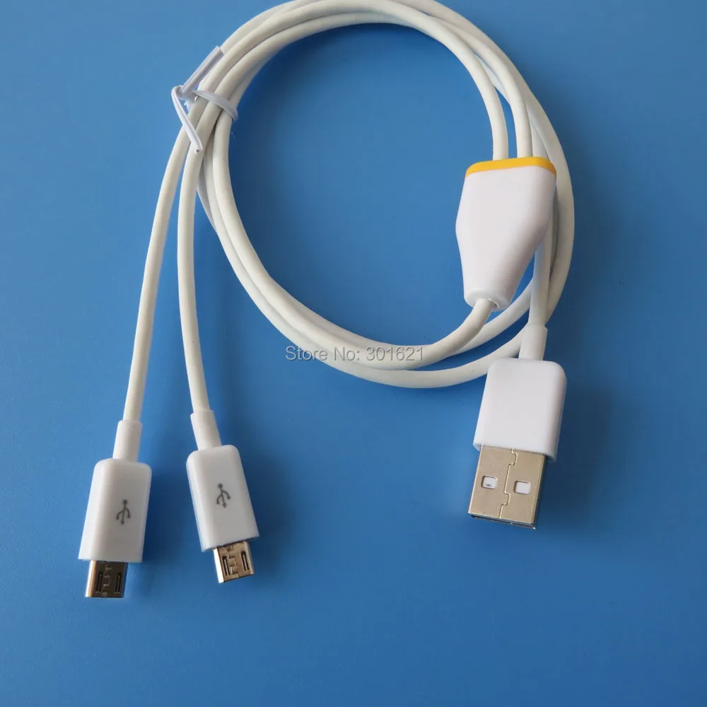 1 м 3 фута ТПЭ двойной микро USB сплиттер кабель питания и синхронизации 2