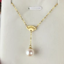 AINUOSHI 18K желтое золото натуральный культивированный пресноводный жемчуг кулон ожерелье для женщин Свадебные ювелирные изделия белый жемчуг 7,5-8 мм