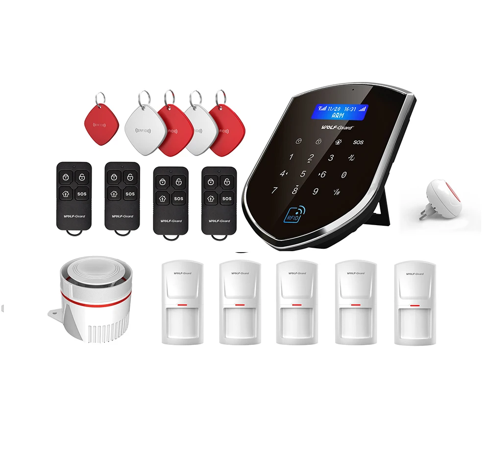 Wolf-Guard Smart 3G GSM Wifi Smart DIY Wireless Home Security Burglar Alarm System Siren RFID PIR Motion Detector Remote Set D Wolf-Guard Smart 3G GSM Wifi Smart DIY Wireless Home Security Burglar Alarm System Siren RFID PIR Motion Detector Remote Set D