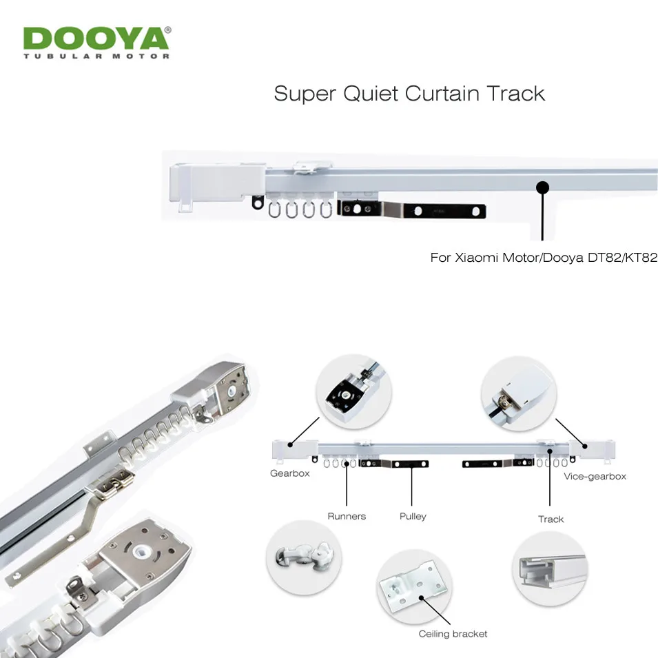 Cortina para Xiaomi Trilhos de Cortina Sistema de Casa Dooya Motor Super Silencioso Elétrica Trilha da Aqara e kt82 e dt82 Tn e tv e le Automática Inteligente 2 casa inteligente