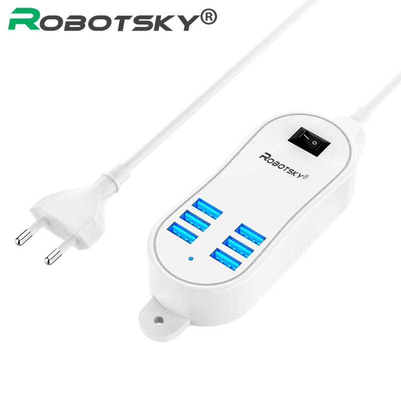 

6 USB Ports Charger HUB for Phone Tablet 25W 5A Desktop Wall Socket Charging Extension Socket Power Adapter EU/US Plug