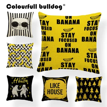 

Geometry Cushion Valentine Pillow Cover Banana Recliner Gifts For Mom Yellow Throw Pillow Cases Cat 45x45cm Polyester Romantic