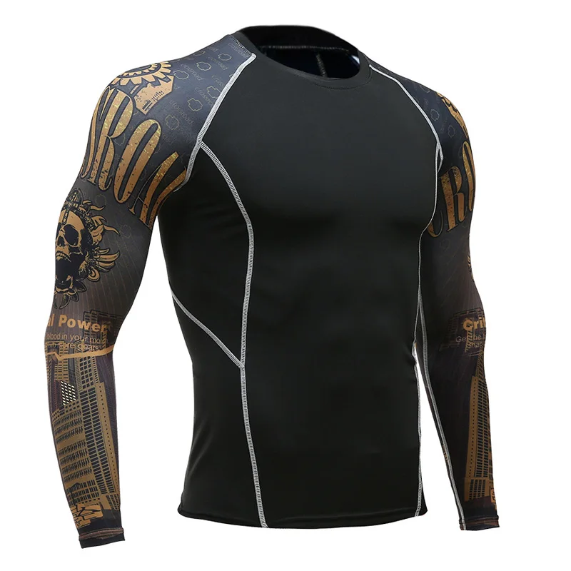 Термобелье, мужское длинное нижнее белье, компрессионная одежда, рубашка для фитнеса, мужская рубашка для бега, тренировочные штаны, термобелье - Цвет: running t-shirt 6