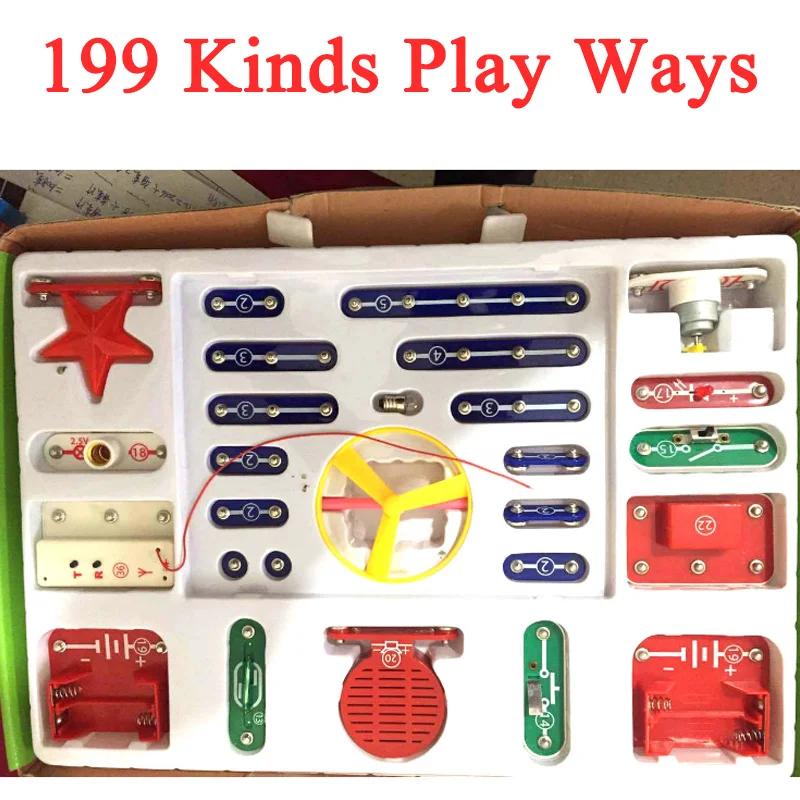 New Arrival 1Set Electronic Building Blocks 199 Ways Kinds Mode Snap Circuits Electronics Discovery Kit Assembling