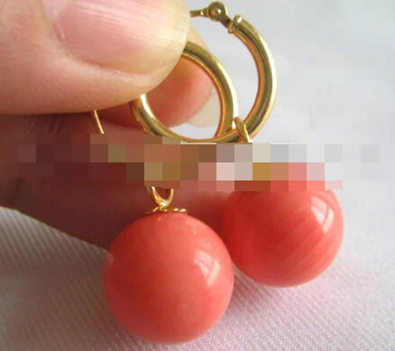 

hot sell new - 1583 natural perfect round pink coral earring