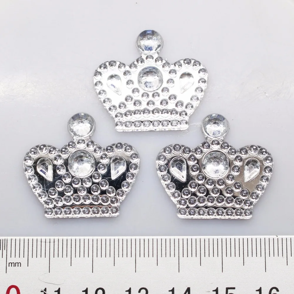 

2017 New 10Pcs/Lot 25*28mm White Acryl Crown Button Children Hat DIY Craft Appliques Sewing Craft Buttons Hair Bow Accessories