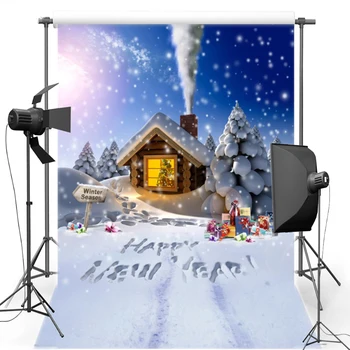 

MEHOFOTO Christmas Happy New Year Vinyl Photography Background Cartoon House New Fabric Polyester Backdrop For photo studio 900