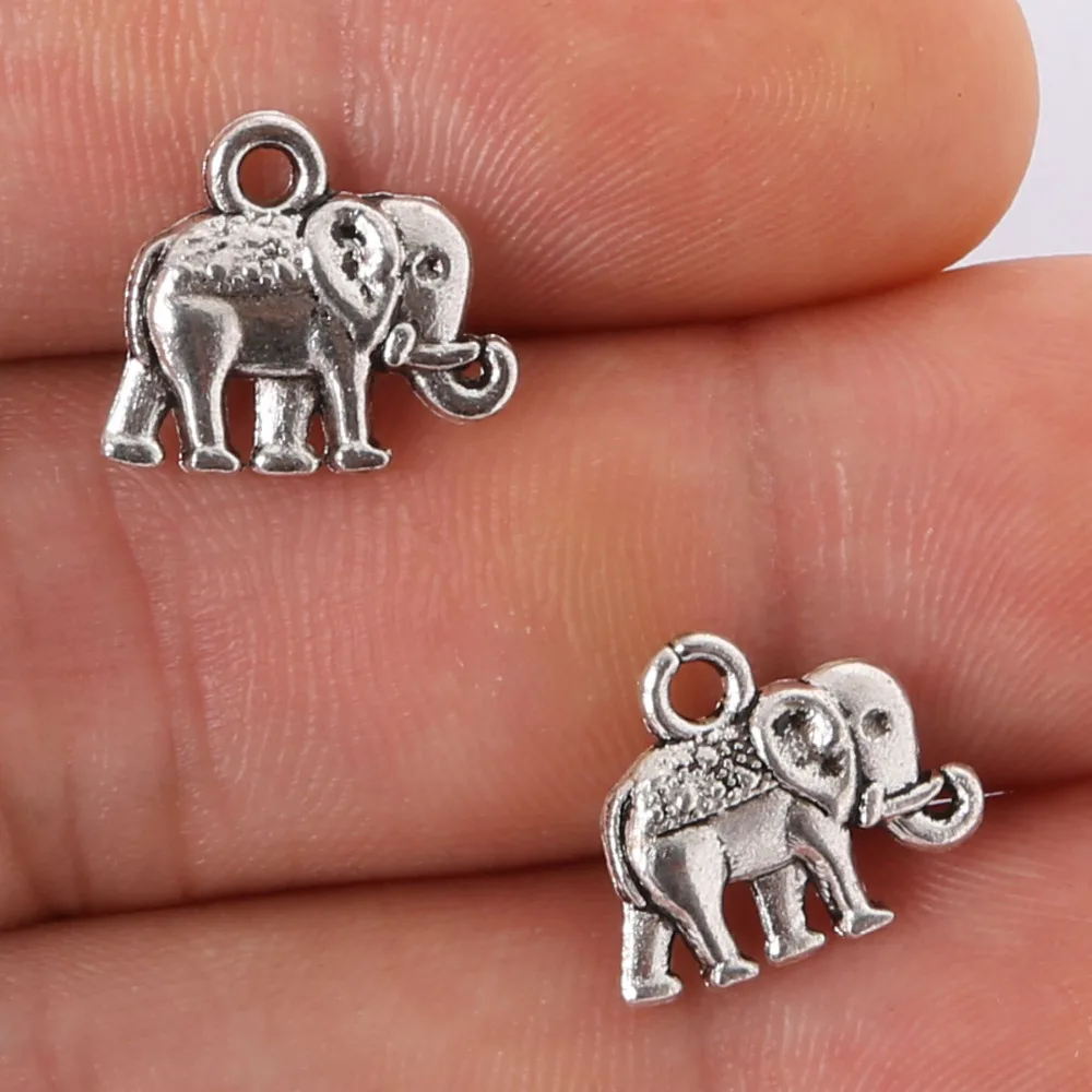 12x14mm Elephant Charms Pendant Antique Plated Silver Jewelry Findings