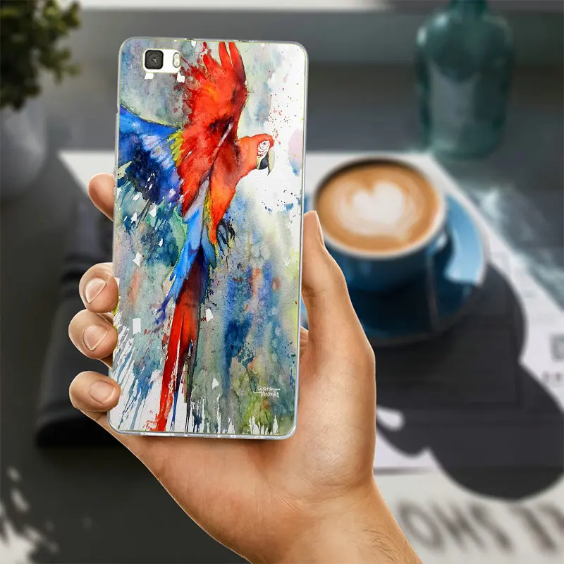 Попугай Ара птица Акварель мягкий чехол для телефона Huawei P8 P9 P10 P20 Lite Коврики 10 Pro Y5