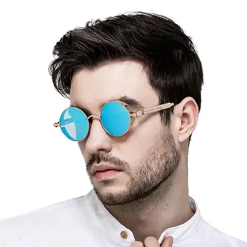 

Round Metal Retro HD Punk Steampunk Sunglasses for Women for Men Vintage Sun Protection Glasses Oculos de sol