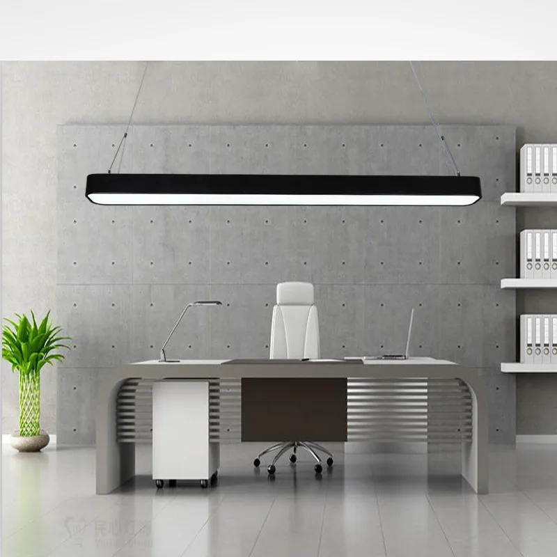 

Modern office lighting Pendant Lights minimalist rounded border led rectangular aluminum narrow strip office Pendant lamp BG16